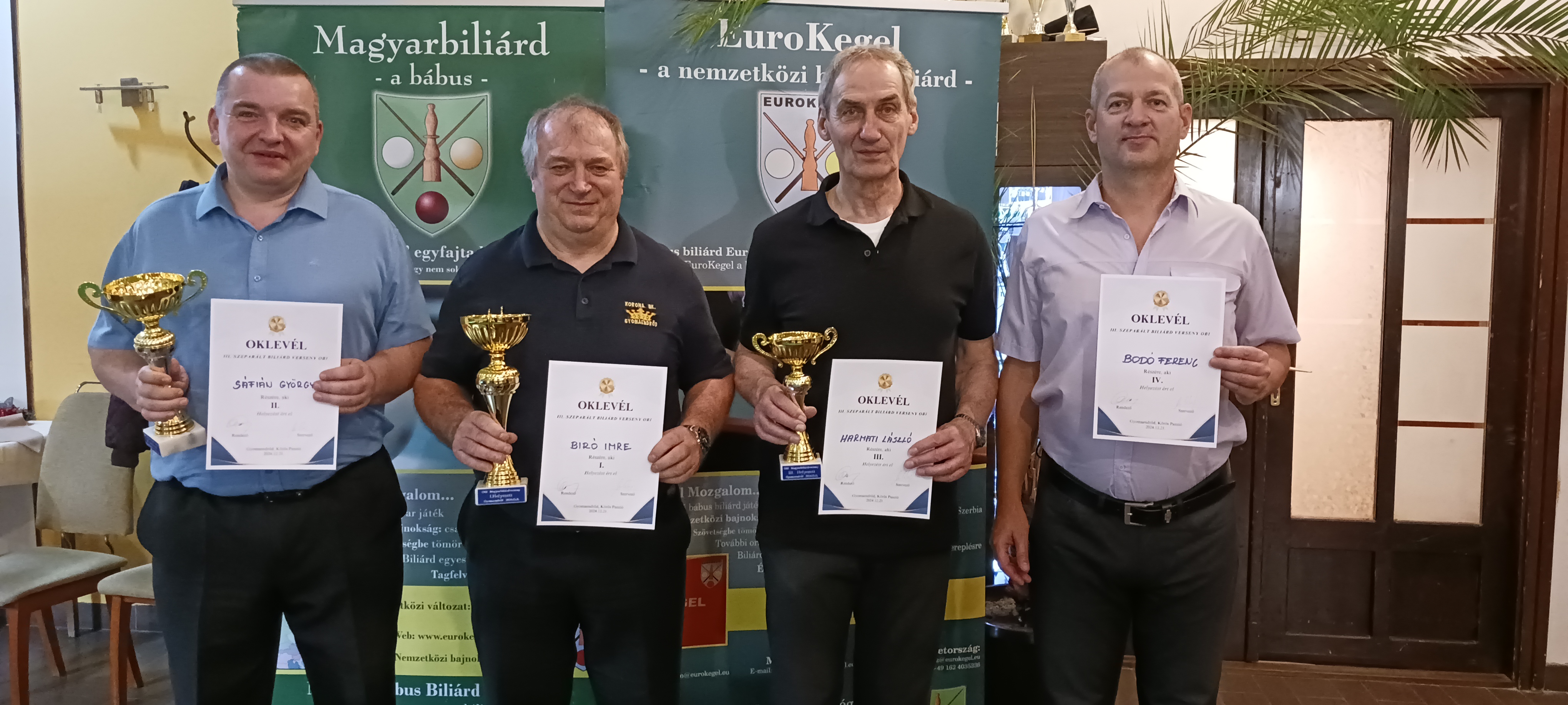 III. OB1 és OB2 szeparált Magyarbiliárd verseny értékelő